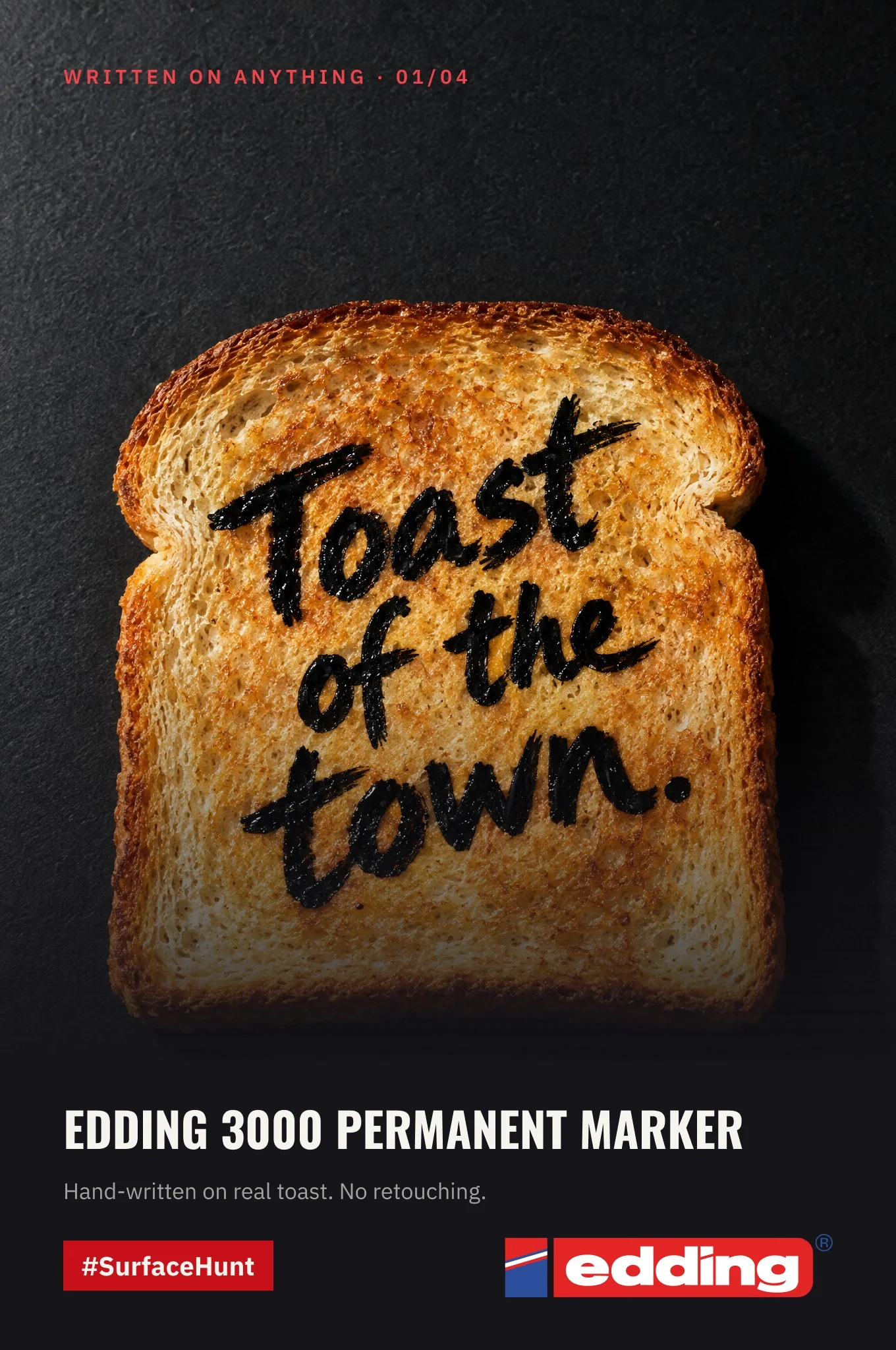 Poster hand-lettered on real toast