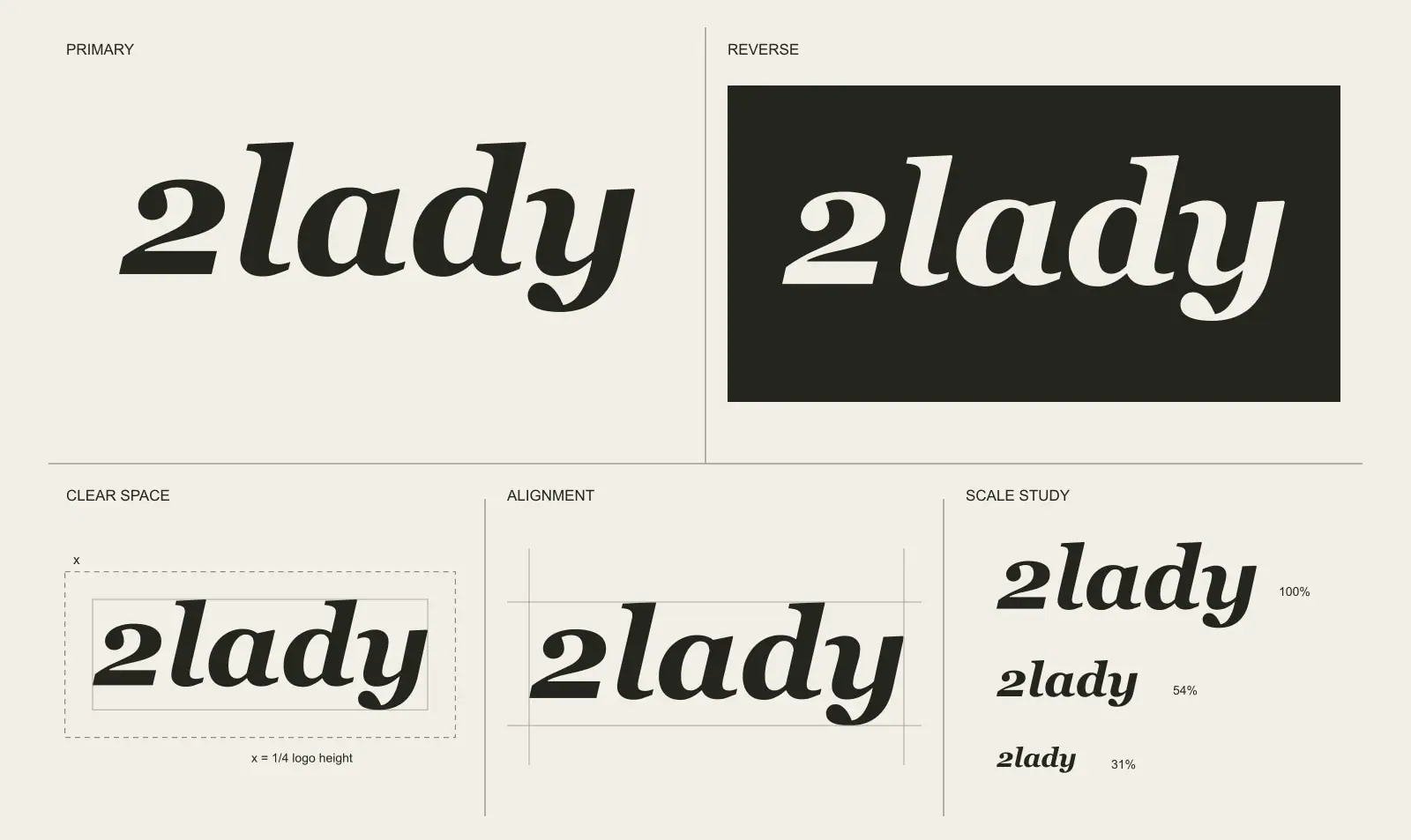 2lady master wordmark at consistent scales