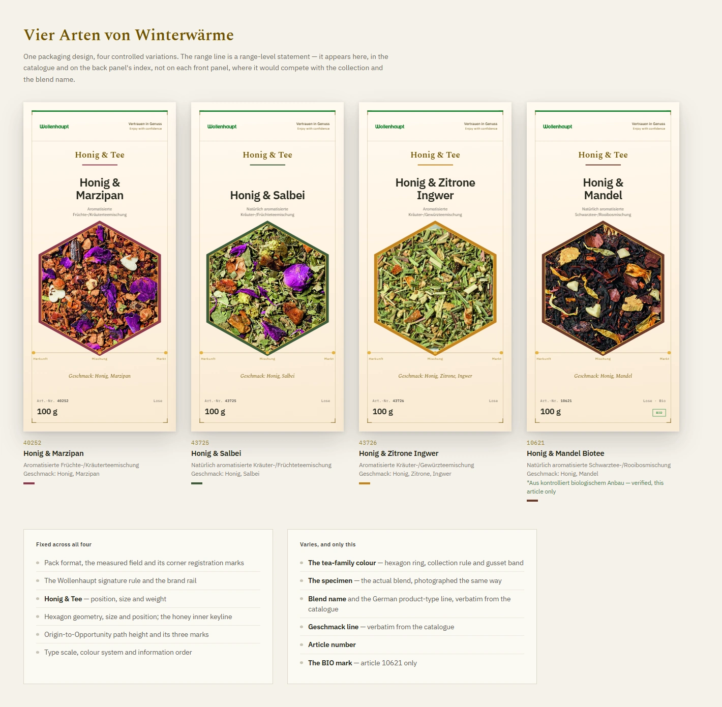 Wollenhaupt coordinated tea packaging range